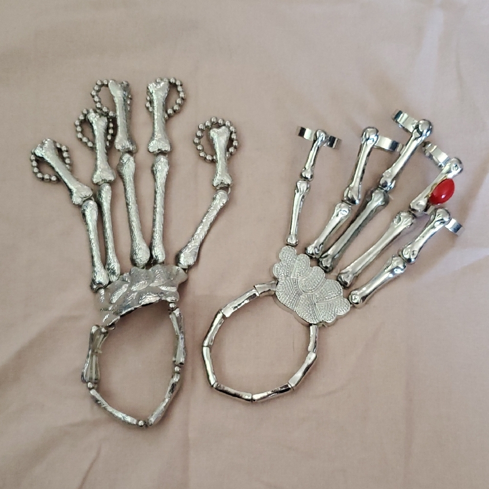 Silver Skeleton Hand Bracelets